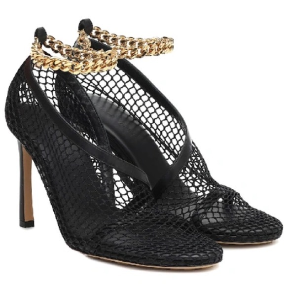 Bottega Veneta Black Mesh Heels 38.5 - Picture 1 of 9